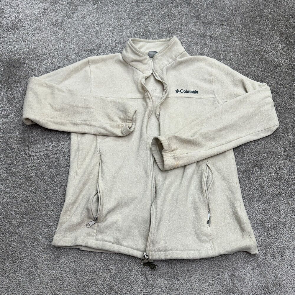 Columbia Benton Springs Fleece Jacket Women Medium Beige Full Zip Outdoor Hiking